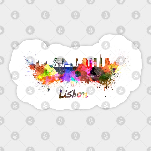 Lisbon skyline in watercolor Sticker by PaulrommerArt